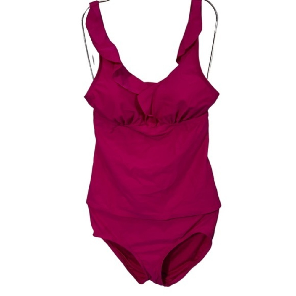 DKNY Hot Pink Tankini SPF Protection Full Coverage Bottom Size Medium
